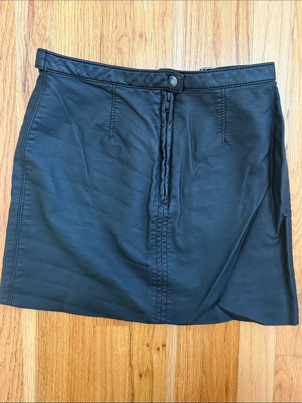 Free People Black Faux Leather Mini Skirt with Zip Accent - Picture 5 of 5